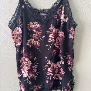 Sheer Floral Lace Trim Camisole